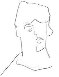 Classroom demonstration of blind contour drawing by D'Arista of Dan Kaufman  (9/23/1986).